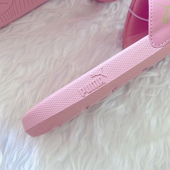 Brand New Puma Cool Cat 2.0 Toss Pink Large Strap Slides Sandals Metallic Logo - Picture 7 of 12